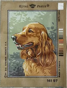 Royal Paris COCKER SPANIEL HUND Nadelspitze Leinwand 8 3/4" x 12" 14197 - Bild 1 von 3