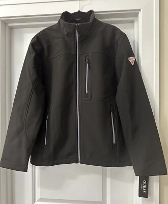 GUESS Men's Black Softshell Jacket With Pockets Size Large - $150 NWTG! - Image 1 of 4