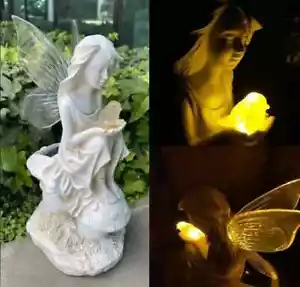Outdoor Garden Decor Solar Fairy Angel/Cherub Statue Sculpture Light LED - Picture 1 of 1
