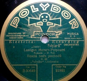 POLYDOR ORQUESTA "Divertida marcha-Potpourri (Komzák)" Polydor 1928 78rpm 10" - Imagen 1 de 2