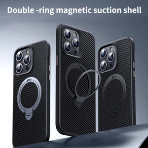 Funda Magnética MagSafe Soporte Fibra Carbono Para iPhone 15 14 13 Pro Max 12 - Imagen 1 de 13