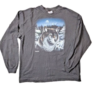 CAMISA GRÁFICA LOBO de Colección Años 90 International Wolf Center Manga Larga Luna Llena XL - Imagen 1 de 10