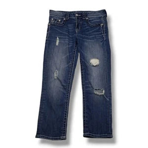 Miss Me Boyfriend Capri Jeans Womens 24 Distressed Flap Pocket Medium Wash - Picture 1 of 11