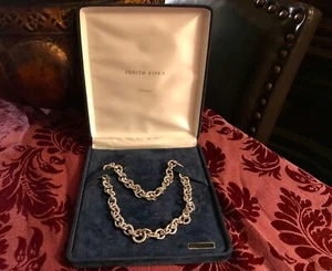JUDITH RIPKA 925 Sterling Silver Heavy Rolo Shiny & Textured Chain Necklace 18" - Picture 1 of 7