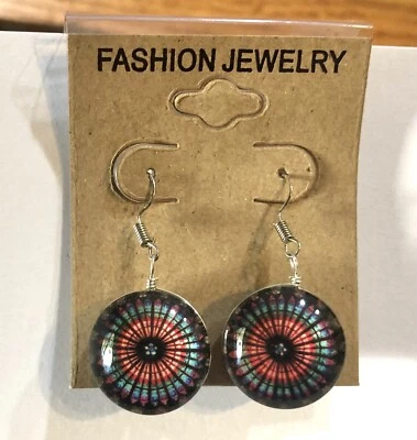 Pendientes colgantes de vidrio boho de moda con gancho redondo (A)66 Foto 1 de 3