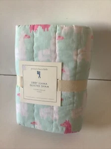 Pottery Barn Kids Libby Llama Sham Euro  Green White - Picture 1 of 3