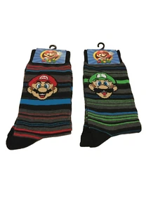 Nintendo Mario and Luigi Novedad Crew Calcetines 2 Pares Zapatos Para Hombre Talla 6.5-12 Nuevos con Etiquetas - Imagen 1 de 4