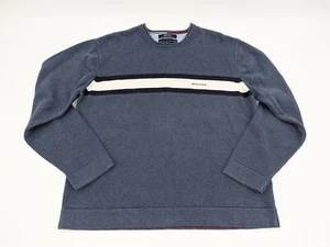 Suéter Tommy Hilfiger Vintage Para Hombre Cuello Redondo Azul y Blanco Rayas Talla XL - Imagen 1 de 8
