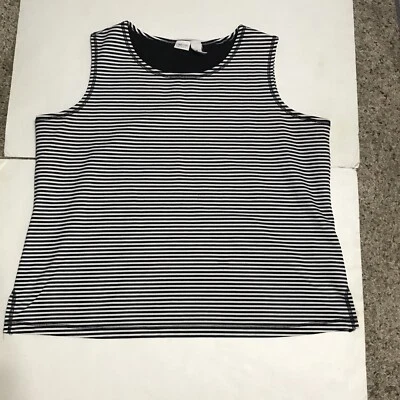 切诺基衬衫尺寸 2X 黑色白色条纹无袖 2757 — 第 1/4 张图片