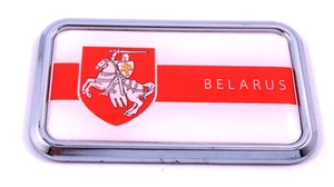 Belarus Flag rectanguglar  Chrome Emblem 3D Car Decal Sticker 3" x 1.75" - Bild 1 von 2