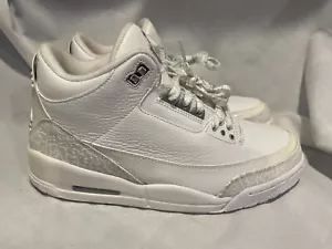 Air Jordan 3 Retro Silver Anniversary Mens 8.5 White Metallic Silver 398613 102 - Picture 1 of 10