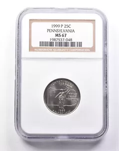 MS67 1999-P Washington State Quarter Pennsylvania NGC *6167 - Picture 1 of 3
