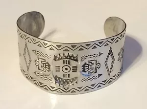Vintage Southwestern style Wide Cuff Bracelet, Stainless steel Japan cfb - Picture 1 of 7