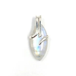 925 Silber Anhänger weißer Labradorit moderner Sterling Schmuck Mondstein 3.3cm - Bild 1 von 15