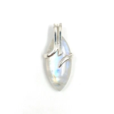 925 Silber Anhänger weißer Labradorit moderner Sterling Schmuck Mondstein 3.3cm - Bild 1 von 4