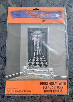 2 Setters de Escena de Halloween Pasillo Embrujado Nuevos. 33,5”x65” ¡5,5 pies de alto! NOS Foto 1 de 4