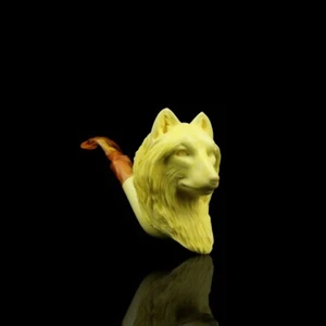 Large Size Wolf Pipe By Kenan new-block Meerschaum Handmade W Case+tamper#587 - Picture 1 of 9