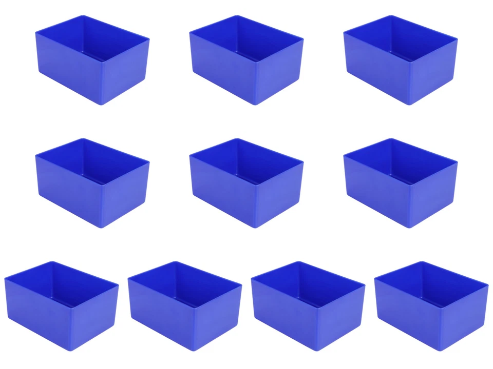 10 Stück Schubladen-Einsetzboxen Sortierkästen, 54 mm hoch, 5 Farben, div. Abm.