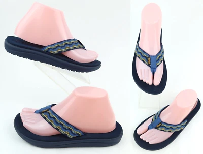 NEW! Teva Voya Flip Flops Kishi Dark Blue Big Kids Sz 7 Fits Women’s Sz 8 - Image 1 of 4