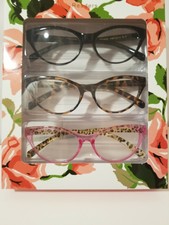 Betsey Johnson 3 Pair COLOR Reading Glasses +2.00 cheetah,pink, Black, FRAMES