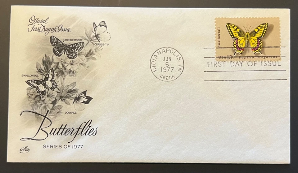 BUTTERFLIES JUN 6 1977 INDIANAPOLIS IN FIRST DAY COVER (FDC) BX2 - Image 1 of 1