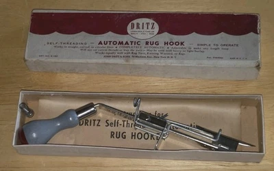 Vintage DRITZ Self-Threading Automatic Rug Hook In Original Box W Instructions  - Image 1 of 3