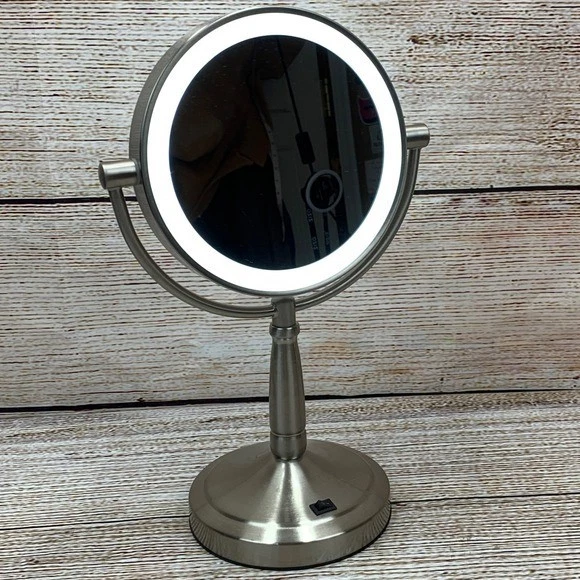 Zadro LED Lighted Vanity Makeup Mirror Brushed Nickel Finish Battery Operated - Image 1 of 4