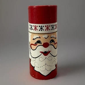 Vintage Weihnachtsmann rund rot Streichholzschachtel Halter mit Streichhölzern unbespielt Korea 2,5 Zoll - Bild 1 von 8