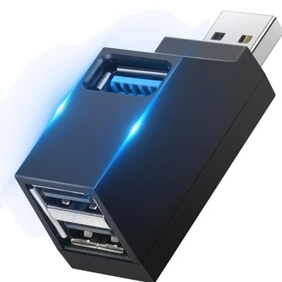 USB Hub, USB 3.0, 3-Port, Mini, kompatibel mit Laptop, MacBook, Desktop, Flash - Bild 1 von 2