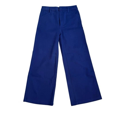 Nordstrom Kids NWT Trousers Navy Blue Twill Peacoat Pants Girls Size 10 Wide Leg - Image 1 of 4