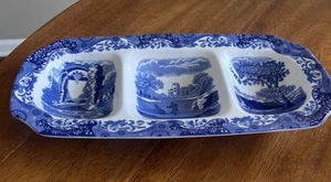 Spode Blue Vassoio per condimenti italiano 3 sezioni 12” per intrattenere e servire - Foto 1 di 9