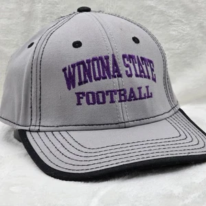 Winona State Warriors Hat Cap Strap Back Gray Purple NCAA Football One Size Mens - Picture 1 of 10