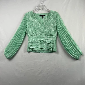 Camicetta White House Black Market donna 6 cropped plissettata manica a palloncino top - Foto 1 di 13