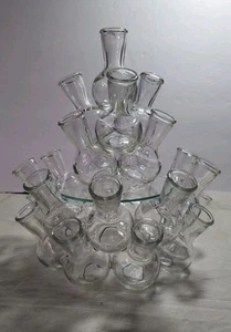 Vintage Mid Century Multi-25 Bud Propagation Glass Tabletop Vase Two Piece - Picture 1 of 7