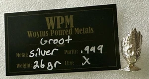 CABEZA DE RAÍZ 26 gramos de plata fina vertida a mano vertida a mano por WPM con certificado de autenticidad - Imagen 1 de 5
