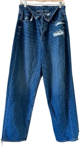 Pantalones de mezclilla para mujer American Eagle tiro alto cintura plegable botón mosca 14R 31x31 - Imagen 1 de 15