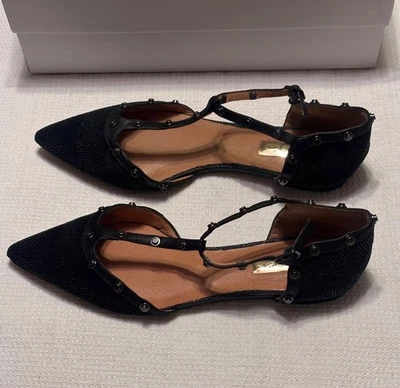 Halogen Haolson-Lea Black Stingray Print Leather Ballet Flats 7.5 Stud Accents - Image 1 of 4