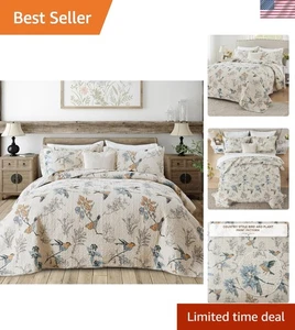 Farmhouse Flying Birds 3-teiliges Queen Quilt Set: Weiche Baumwolle für alle Jahreszeiten - Bild 1 von 9