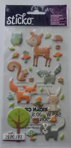 Sticko Puffy Woodland Animals Scrapbook Sticker Sheet - Picture 1 of 1