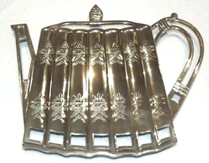 SILVER PLATE TEAPOT SPOON REST - Picture 1 of 4
