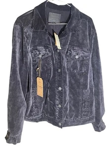 Lucky Brand Women's Large Trucker Denim Velvet Jean Jacket Black NWT $119 3X - Picture 1 of 11