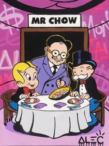 Alec Monopoly Hand oil painting on canvas,DINING AT MR. CHOW 24×32" - Picture 1 of 5