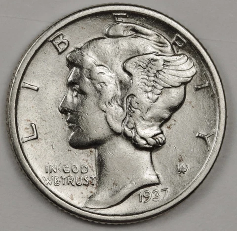 1937-s Mercury Dime.  A.U.  119014  (Inventory F) Cover
