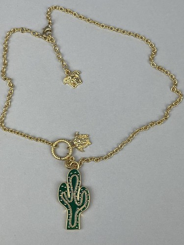 Collana con ciondolo a forma di cactus con catenina a bordo oro Versace
