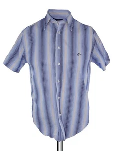 Blooker Camicia Da Uomo Righe Blu Classic Fit Manica Corta Cotone Taglia Medium - Picture 1 of 7
