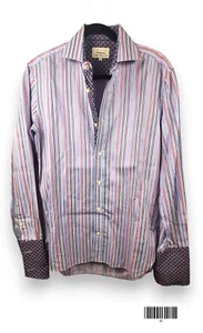 Camisa Ted Baker Para Hombre 15 Azul Rojo 100% Algodón Manga Larga Camisa Abotonada - Imagen 1 de 6