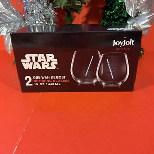 Joyjolt 2 Star Wars Obi-Wan Kenobi Stemless Wine Whiskey 15 oz Drinking Glasses - Picture 1 of 6