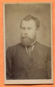 CDV Woodstock IL Portrait of a Bearded Man by Burbank c 1880s Backstamp - Picture 1 of 3