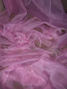 1 mtr soft baby pink diamante,tutu,decoration,bridal tulle net fabric..45” wide - Picture 1 of 8