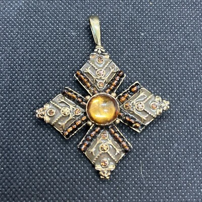 Colgante Cruz Cristal Esmalte Color Ámbar Foto 1 de 3